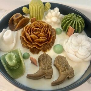 Cactus and Boots Decorative Candle